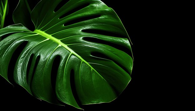 Monstera-Blatt-Seitenansicht-Isolation