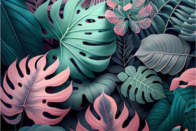 Foto monstera deixa papel de parede arte digital tropical a