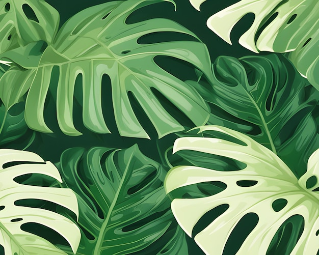 Monstera deixa papel de parede com plantas tropicais como plano de fundo