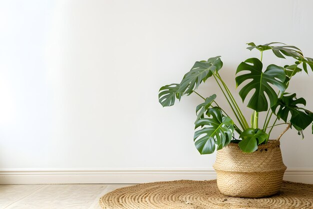 Monstera deliciosa Pflanze in einem Topf auf weißem Hintergrund