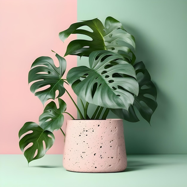 Monstera deliciousa en maceta decoración estética