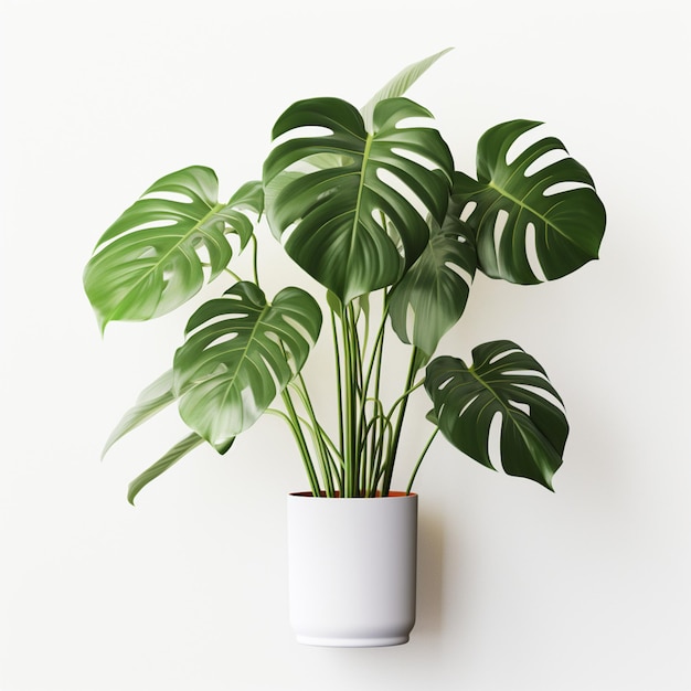 Foto monstera em panela em fundo branco