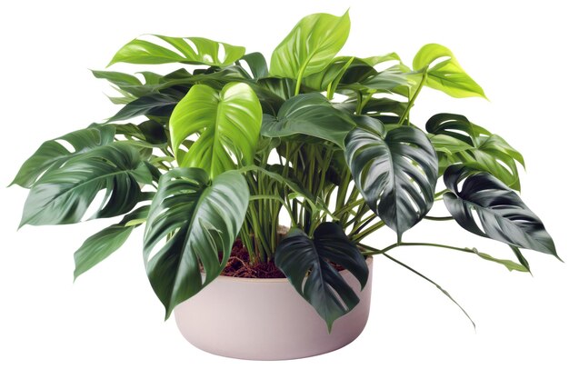 Monstera planta tropical verde fresca em uma panela isolada no fundo branco