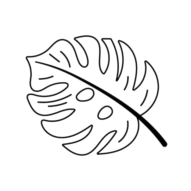 Monstera tropisches Blatt schwarzes Umriss für Malseite