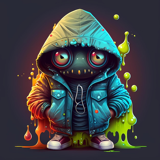 Monstercharakter Illustration mit trendigem Stil