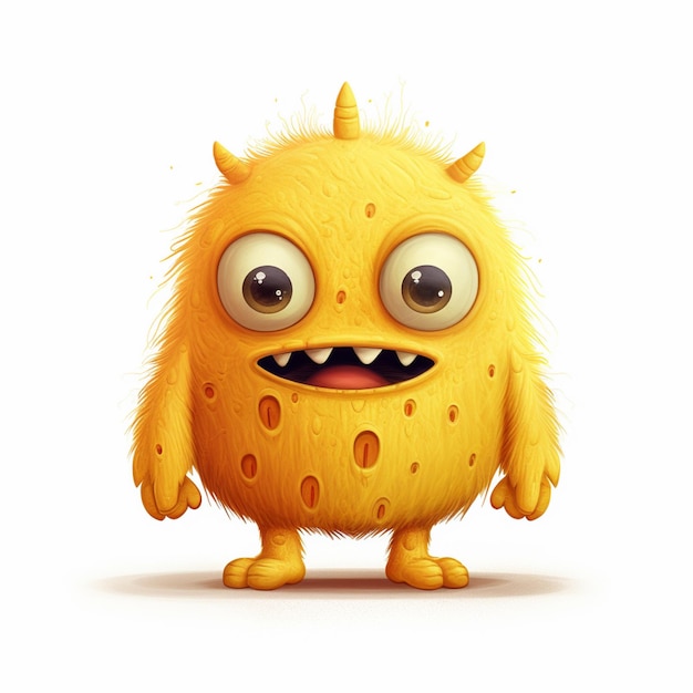 Monstro amarelo de desenho animado com grandes olhos e um grande sorriso generativo ai