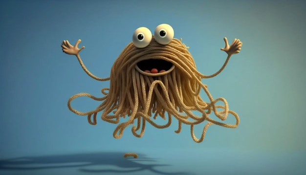 Monstro de espaguete voador Macarrão engraçado Ai generativo