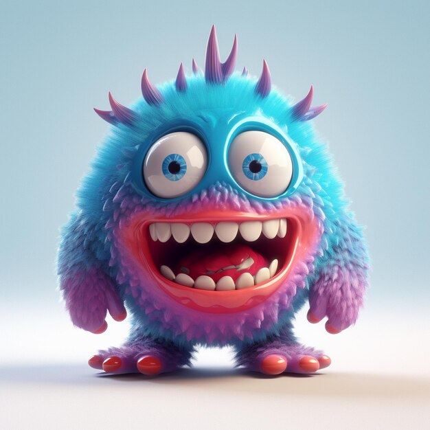 Monstros 3D caprichosos Personagens bonitos e brincalhões em ilustrações inspiradas na Pixar