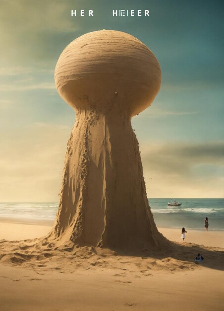 Foto un monstruo bajo la arena en una playa se convierte en una parte de ella usando el astuto señuelo de una mujer