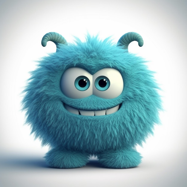 un monstruo azul con ojos grandes y ojos grandes