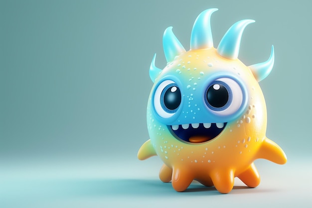 Monstruo de dibujos animados gracioso renderizado en 3D Ilustración en 3D