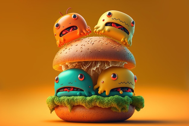 Monstruo lindo de la hamburguesa