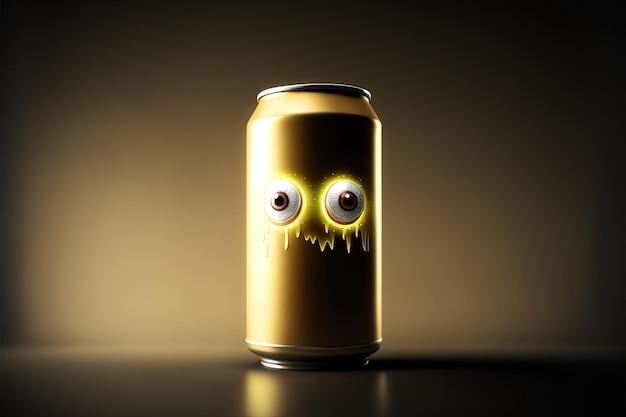 Monstruo puede Lata de cerveza de aluminio como un lindo personaje AI generado