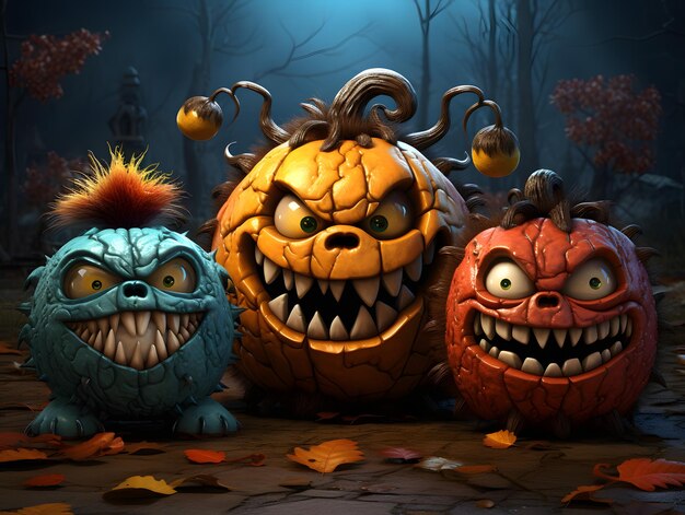 Los monstruos de la calabaza de Halloween