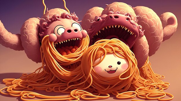 monstruos de pasta extraños y lindos