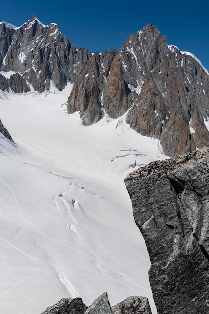 Mont Blanc du Tacul Petit und Grand Capucin Gipfel Mont Blanc Massiv Courmayer Italien