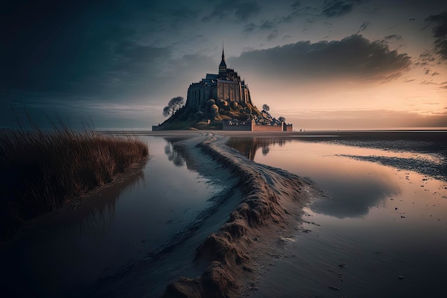 Mont SaintMichel Normandie Frankreich Reisefotografie AIGenerated