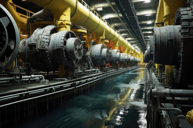 Montage von Unterwasserturbinen auf einem Schiffsdeck
