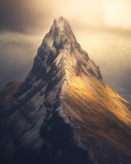 Montaña Araffe con un pico muy alto en medio del cielo generativo ai