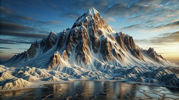 una montaña con una cara cubierta de nieve y un fondo de cielo azul