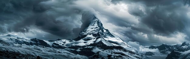 Una montaña cubierta de nieve bajo un cielo nublado un mundo de paisajes naturales