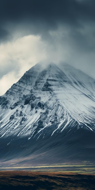 Montaña cubierta de nieve en tonalidades atmosféricas 8k Uhd Imágenes inspiradas en la naturaleza