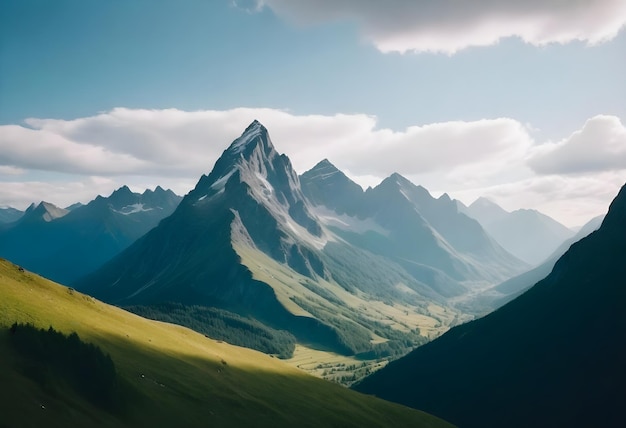 una montaña está en el fondo con una montaña en el fondo