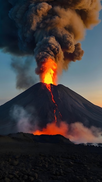 La montaña estalló con un espeso humo.