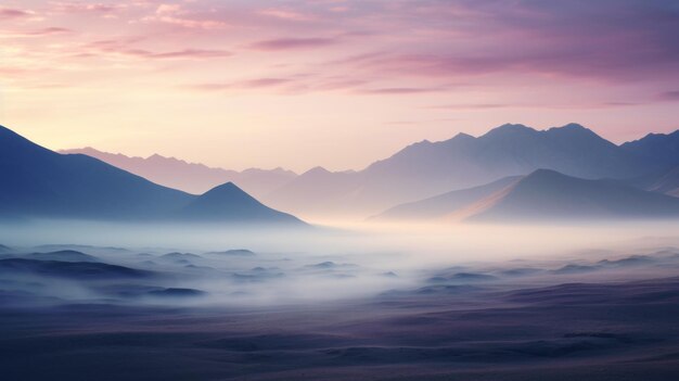 Foto montaña etérea y niebla del desierto imágenes surrealistas inspiradas en la naturaleza