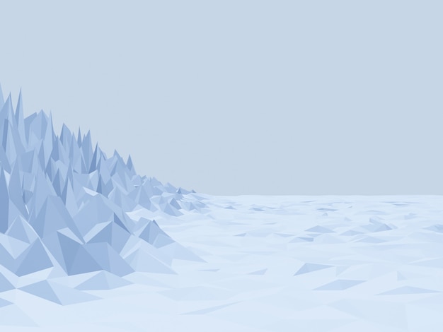 Montaña de hielo de baja poli renderizada en 3D