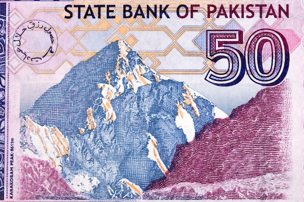 Montaña K2 de rupias paquistaníes