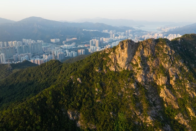 Montaña Lion Rock bajo la puesta de sol