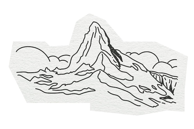 La montaña Matterhorn de Papua Nueva Guinea en Suiza es una ilustración de arte de línea de fondo transparente.