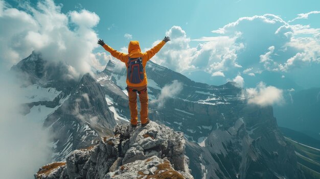 Foto una montaña con una mochila y la palabra trek en ella