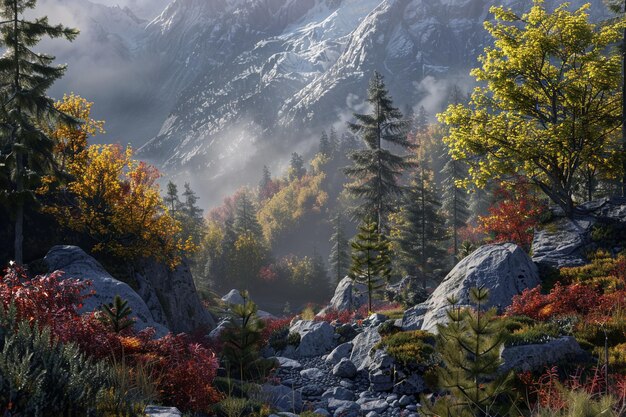 una montaña con una montaña en el fondo y una montaña en la parte posterior