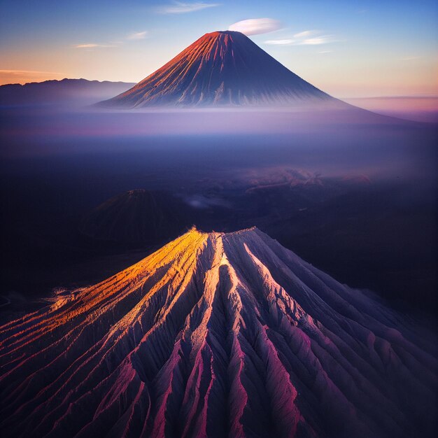 Montaña en Puesta de sol Hermoso paisaje