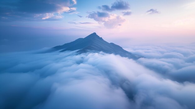 Montaña que se eleva por encima de las nubes fotografía del mundo natural