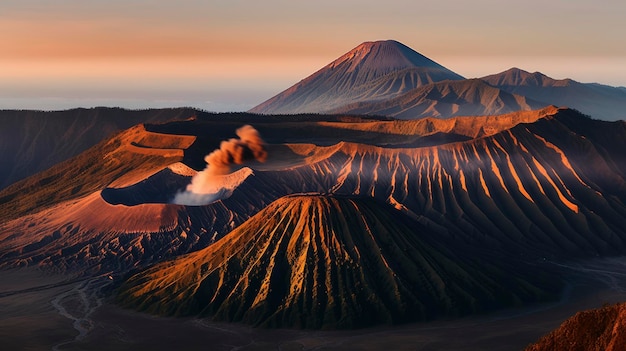 Una montaña de la que sale una nube de vapor