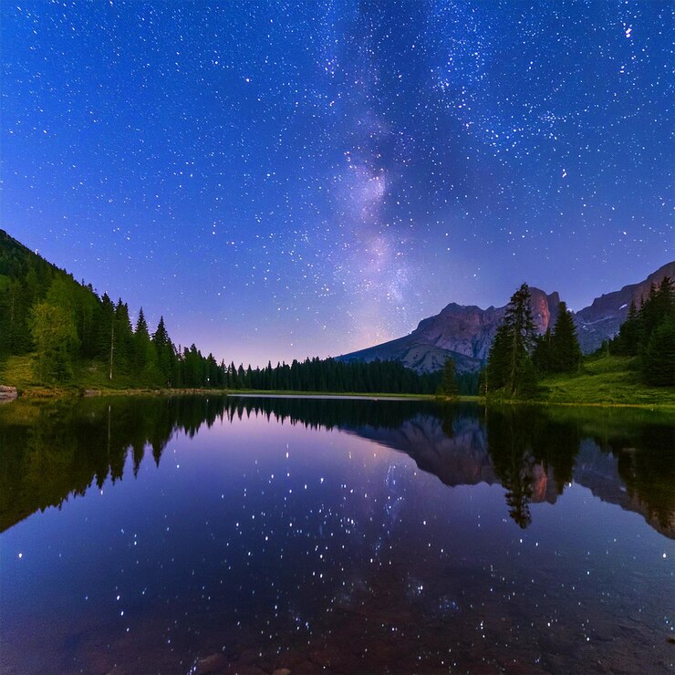 una montaña se refleja en un lago con una montaña en el fondo