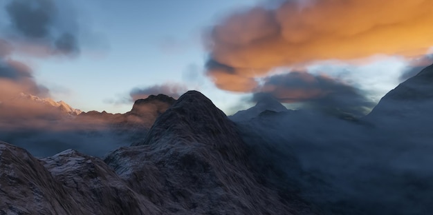 Montaña Rocosa Paisaje Naturaleza Fondo Crepúsculo Cielo