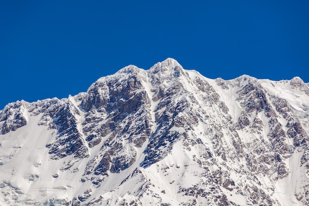 Montaña Shkhara cerca de la aldea de Ushguli en la región de Svaneti, Georgia. Es el pico más alto de Georgia.