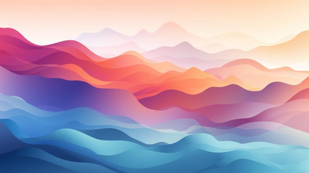Foto montañas abstractas que consisten en losas color gradiente líneas de ondas coloridas fondo de papel tapiz ia