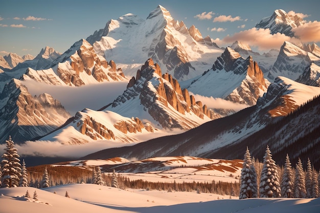 Las montañas se alzaban a lo lejos sus picos espolvoreados de nieve