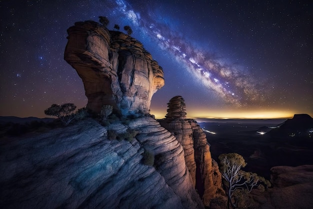 Montañas Azules Paisajes Púlpito Roca Vía Láctea Monte Victoria