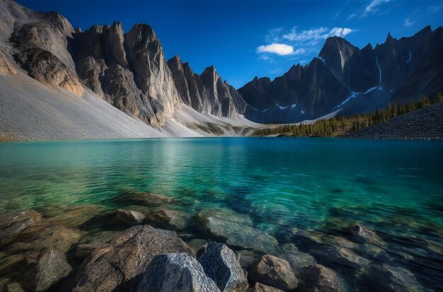 las montañas de canadá están enmarcadas por agua azul