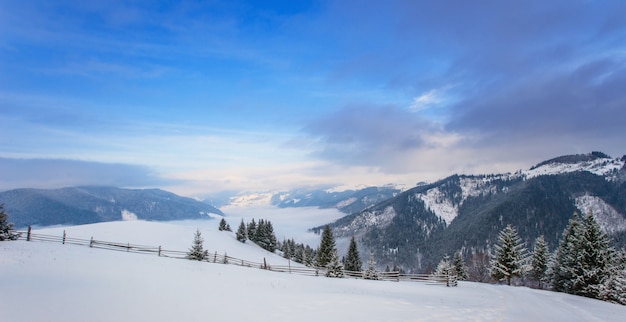 Montañas de los Cárpatos de invierno