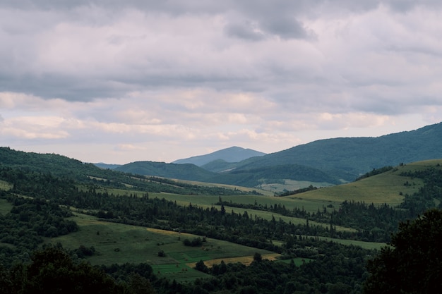 Montañas de los Cárpatos en Ucrania, vista horizontal