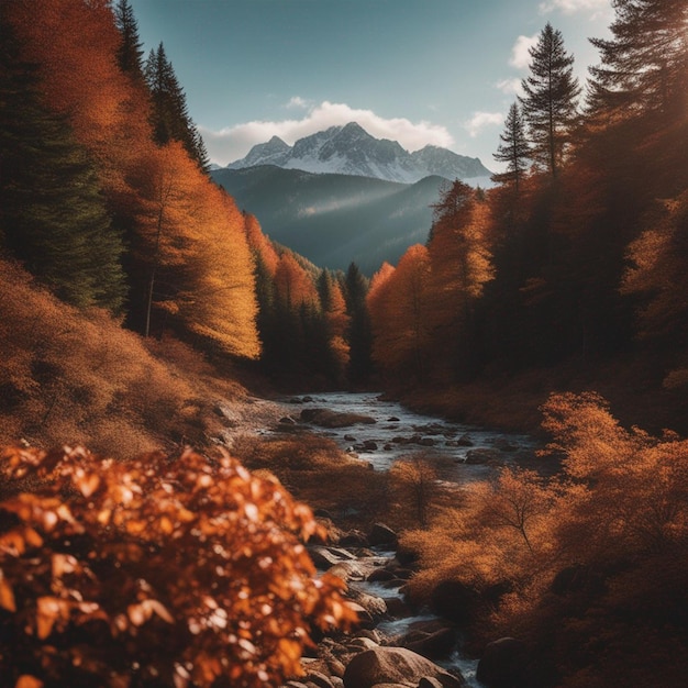 Montañas cautivadoras en otoño inspiradas en la encantadora paleta de colores de Pantone dan vida