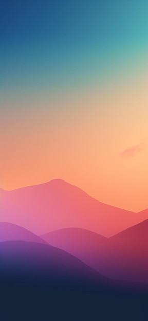 Montañas coloridas con un fondo de puesta de sol
