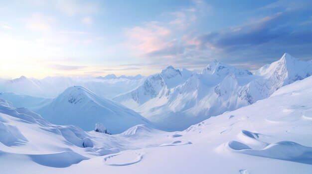 Montañas cubiertas de nieve en invierno